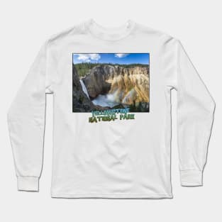 Wyoming State Outline (Lower Yellowstone Falls) Long Sleeve T-Shirt